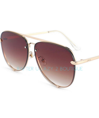 Hotel California Aviator Sunglasses - Gold/Brown