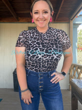 Leopard Mesh Short Sleeve Top