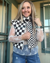 Black Checkered Puffer Vest