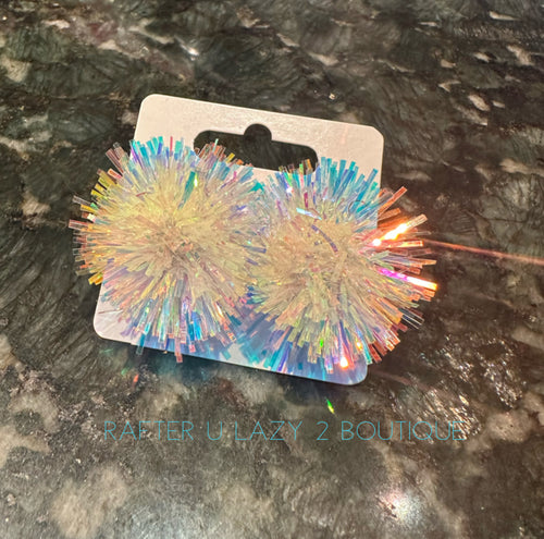 Iridescent Pompom Earrings