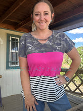 Pink Camo Striped Top