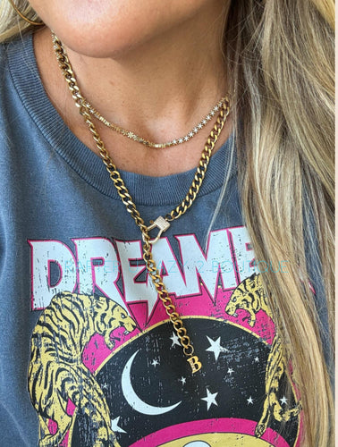 Link & Letter Charm Necklace