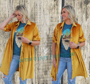 Melrose Mustard Velvet Dress/ Duster