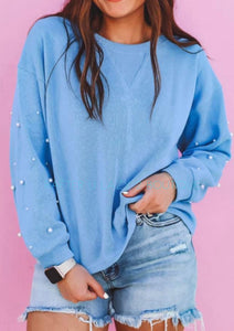 Baby Blue Pearl Sleeve Top