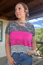 Pink Camo Striped Top