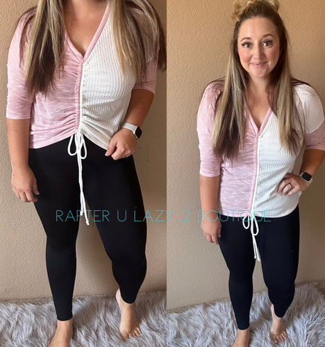 Pink & White Cinched Top