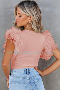 Pale Pink Tulle Sleeve Top