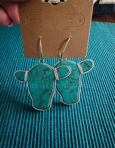 Turquoise Cowhead Earrings