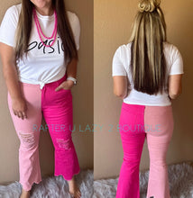 Two-Toned Pink Distressed Capri Pants