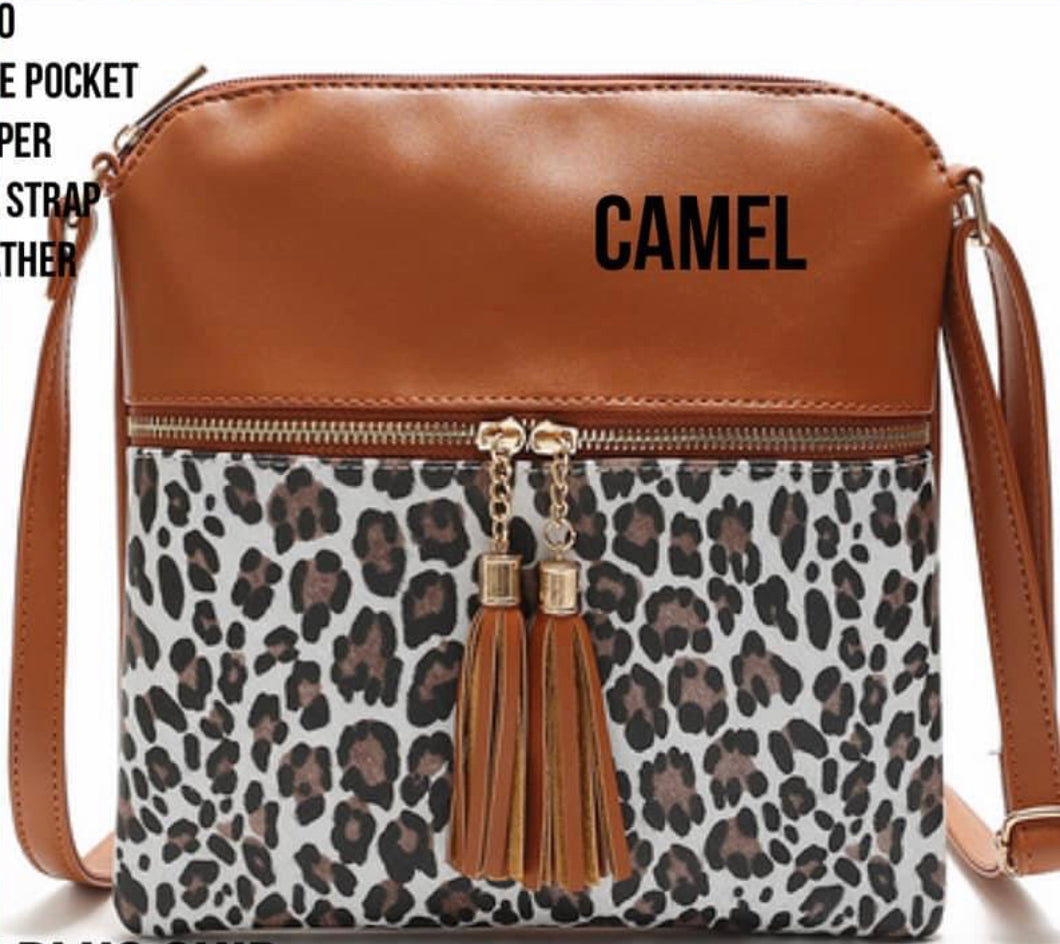 Leopard & Camel Flat Crossbody Bag