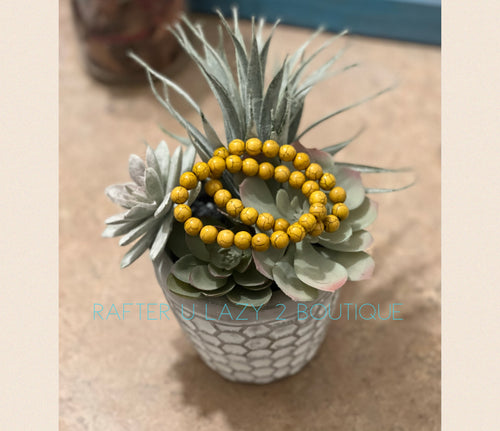 Round Mustard Howlite Gemstone Bracelet