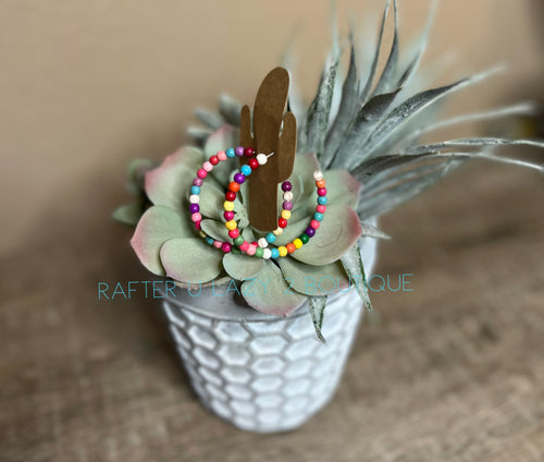 Multicolor Beaded Hoop Earrings