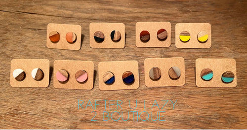 Wood Circle Stud Earrings