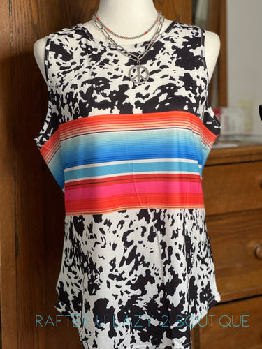 Cowprint & Serape Tank