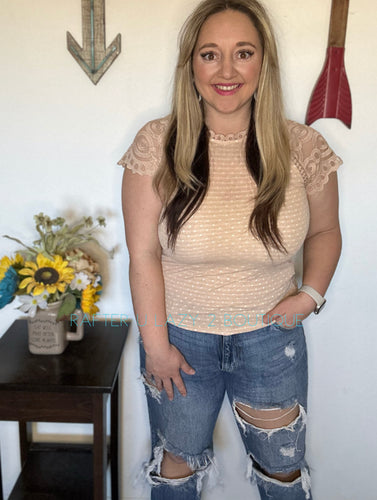 Sand Lace Sleeve Top