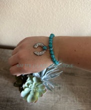 Turquoise Howlite Bracelet w/ Squash Blossom Charm