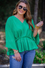 Kelly Green Pleated Top