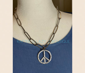 Peace Sign Chain Link Necklace
