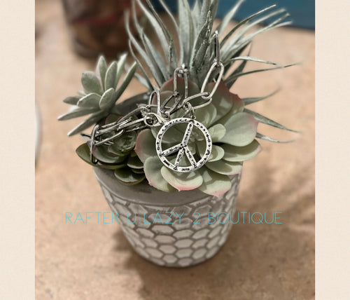 Peace Sign Chain Link Necklace