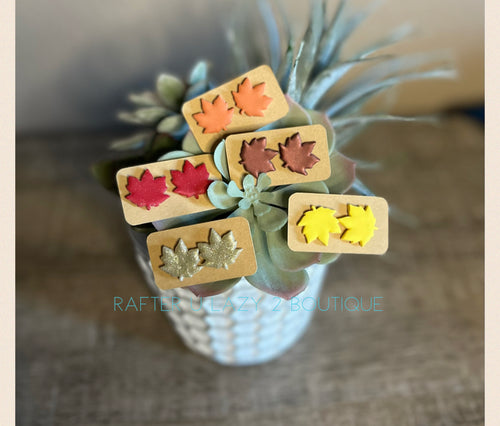 Clay Leaf Stud Earrings
