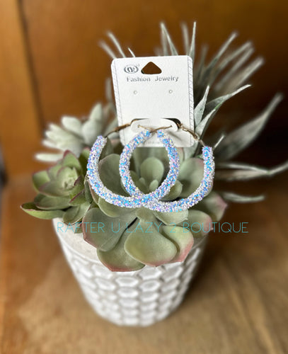Irridescent Glitter Hoop Earrings