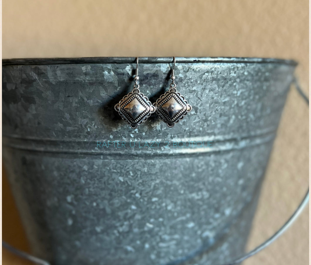 Small Silver Concho Earrings