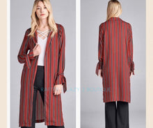 Red Striped Long Blazer