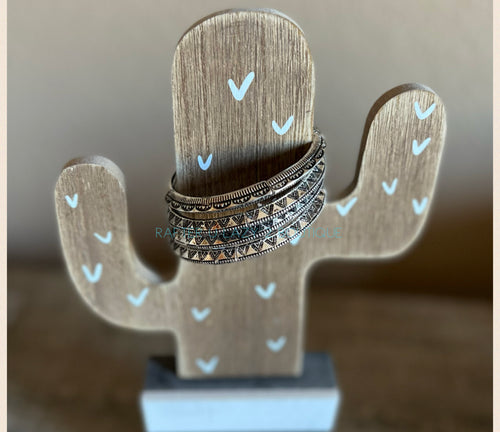 Silver Aztec Engraved Stretch Bracelets