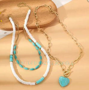 Turquoise Heart Necklace Set
