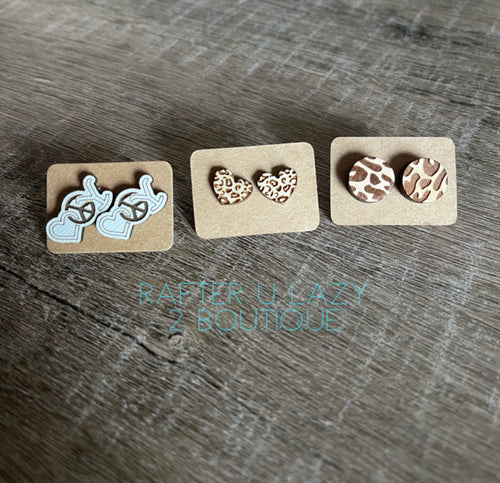 Wood Stud Earrings